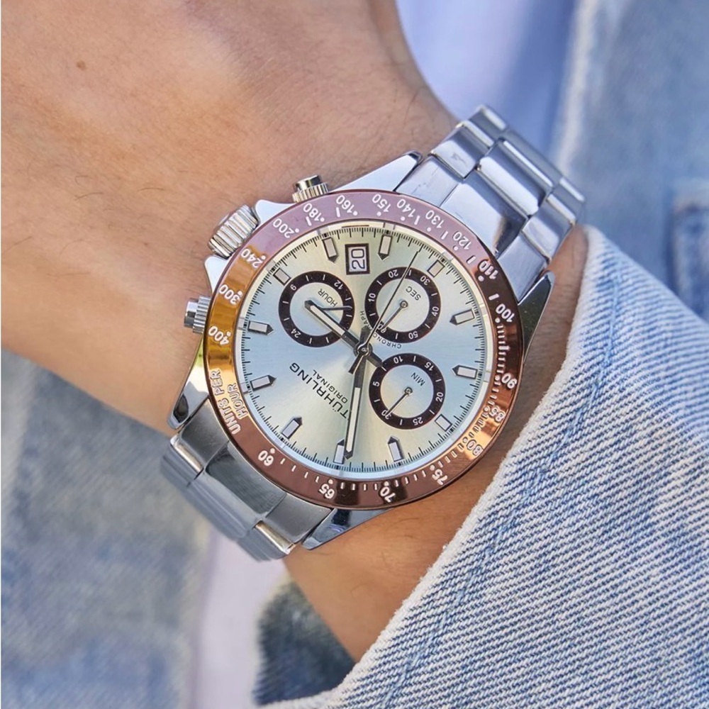 Stuhrling Ultima Aquadiver Ice Blue Men’s Chronograph Watch